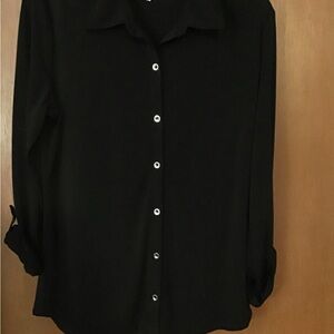 Evan Picone Classic Black Button-Up Blouse - M